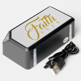 Faith Over Fear Gold and White Bluetooth Speaker