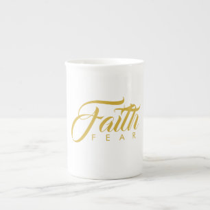 Faith Over Fear Gold and White Bone China Mug