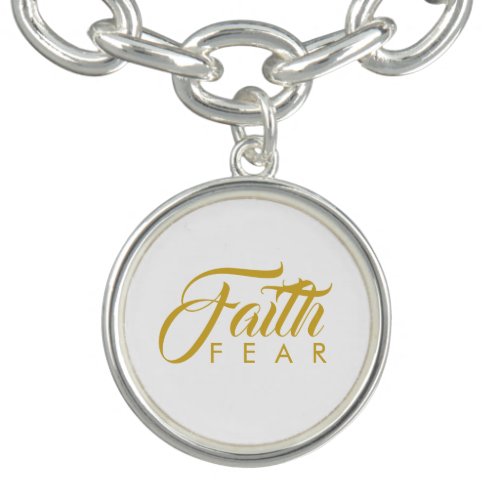 Faith Over Fear Gold and White Bracelet