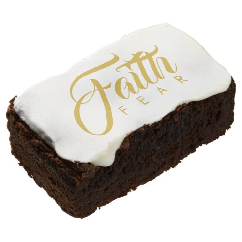 Faith Over Fear Gold and White Brownie