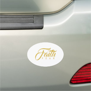 Faith Over Fear Gold and White Car Magnet