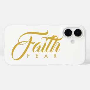Faith Over Fear Gold and White iPhone 16 Case
