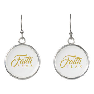 Faith Over Fear Gold and White Earrings
