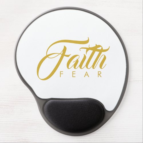 Faith Over Fear Gold and White Gel Mouse Pad