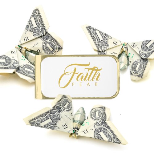 Faith Over Fear Gold and White Gold Finish Money Clip