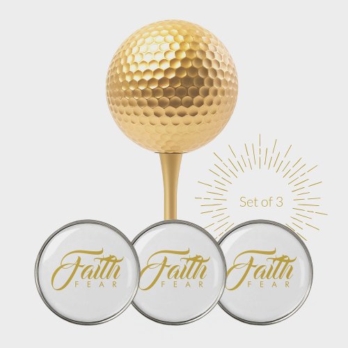 Faith Over Fear Gold and White Golf Ball Marker