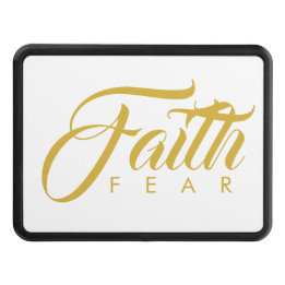 Faith Over Fear Gold and White Hitch Cover