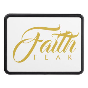 Faith Over Fear Gold and White Hitch Cover