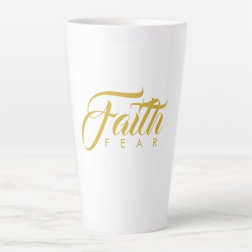 Faith Over Fear Gold and White Latte Mug