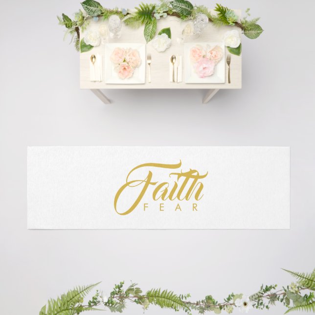 Faith Over Fear Gold and White Outdoor Rug (Insitu (Wedding 2))