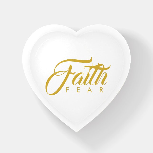 Faith Over Fear Gold and White Paperweight (Front)