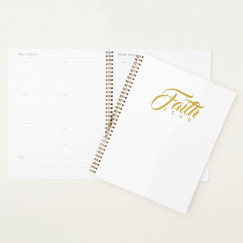 Faith Over Fear Gold and White Planner