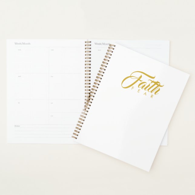 Faith Over Fear Gold and White Planner (Display)