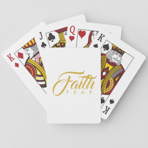 Faith Over Fear Gold and White Playing Cards