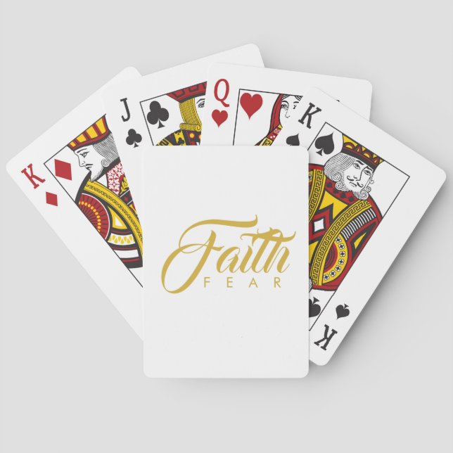 Faith Over Fear Gold and White Poker Cards (Back)