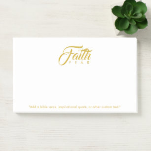 Faith Over Fear Gold and White Post-it Notes