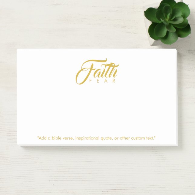 Faith Over Fear Gold and White Post-it Notes (Office)