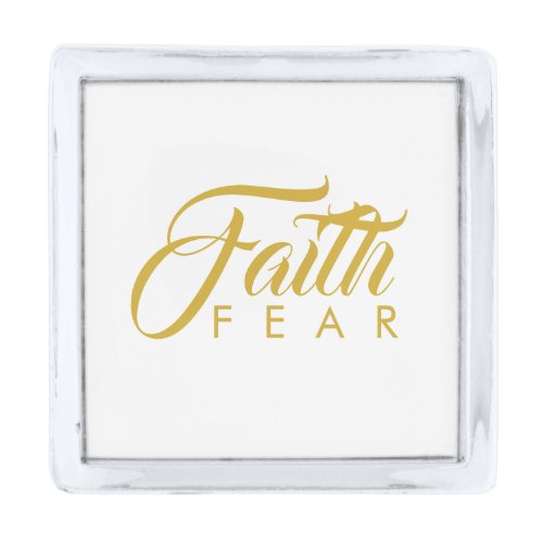 Faith Over Fear Gold and White Silver Finish Lapel Pin