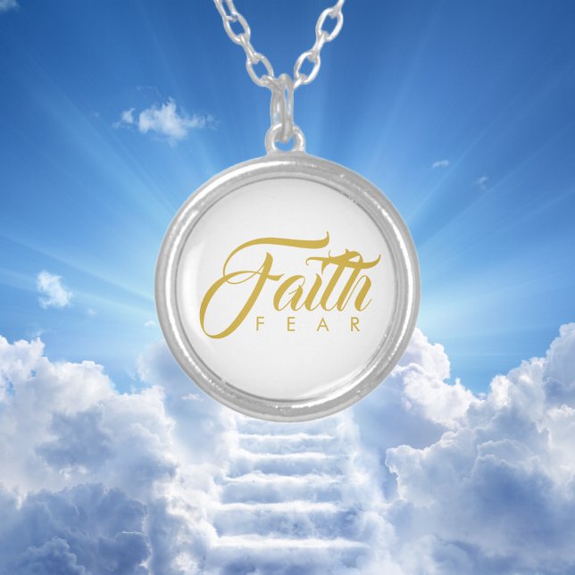 Faith Over Fear Gold and White Silver Plated Necklace (Creator Uploaded)