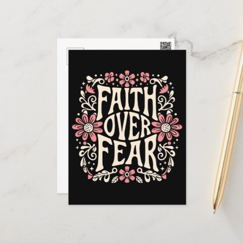 Faith over fear groovy Christian Postcard
