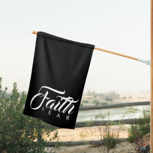 Faith Over Fear Horizontal Text Black House Flag