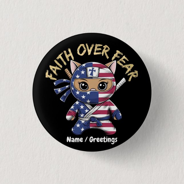 Faith Over Fear Inspirational Christian Customized Button (Front)