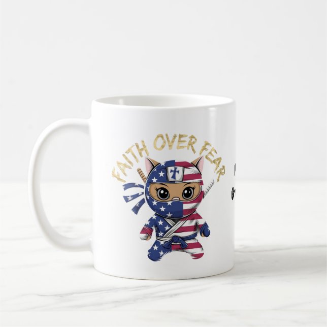 Faith Over Fear Inspirational Christian Customized Coffee Mug (Left)