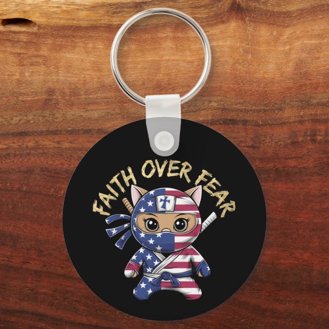 Faith Over Fear Inspirational Christian Customized Keychain (Front)