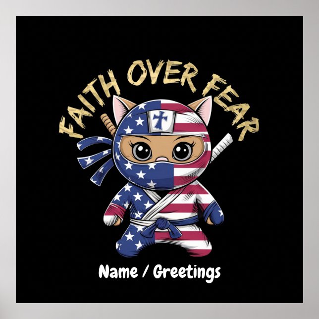 Faith Over Fear Inspirational Christian Customized Poster (Front)