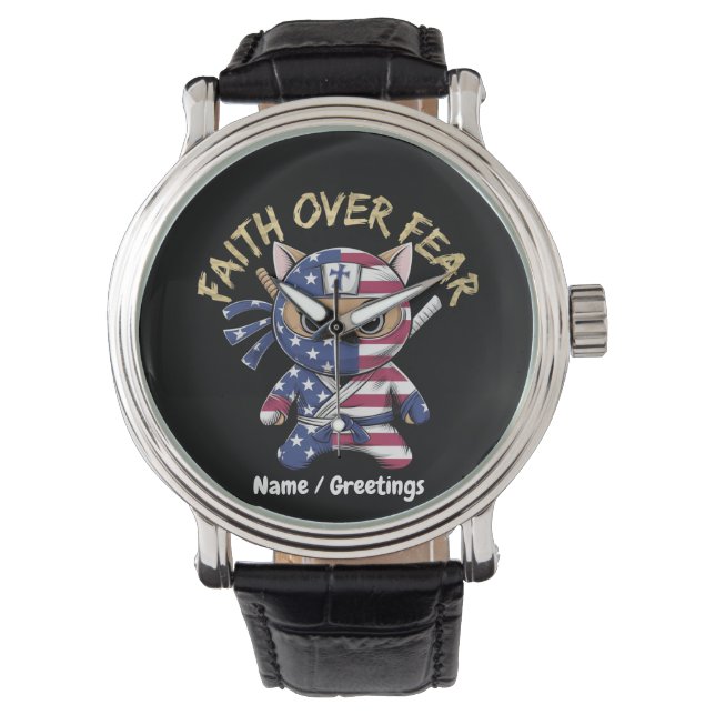 Faith Over Fear Inspirational Christian Customized Watch (Front)