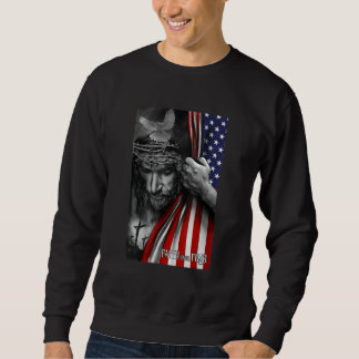 Faith Over Fear Jesus American Flag Patriot Christ Sweatshirt