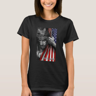 Faith Over Fear Jesus American Flag Patriot Christ T-Shirt