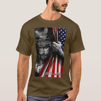Faith over fear Jesus American Flag Patriot Christ T-Shirt