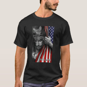 Faith Over Fear Jesus American Flag Patriot Christ T-Shirt