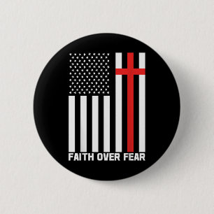 Faith Over Fear Jesus Christian Cross God Faith Bi Button