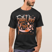 Faith Over Fear Kidney Cancer Awareness Butterfly T-Shirt