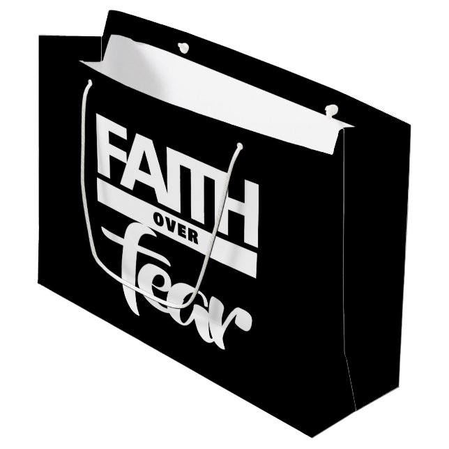 Faith Over Fear Large Gift Bag (Front Angled)