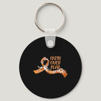 Faith Over Fear Leopard Leukemia Awareness Warrior Keychain