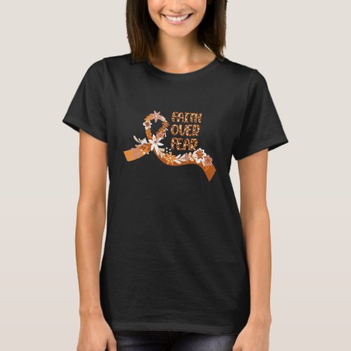 Faith Over Fear Leopard Leukemia Awareness Warrior T_Shirt