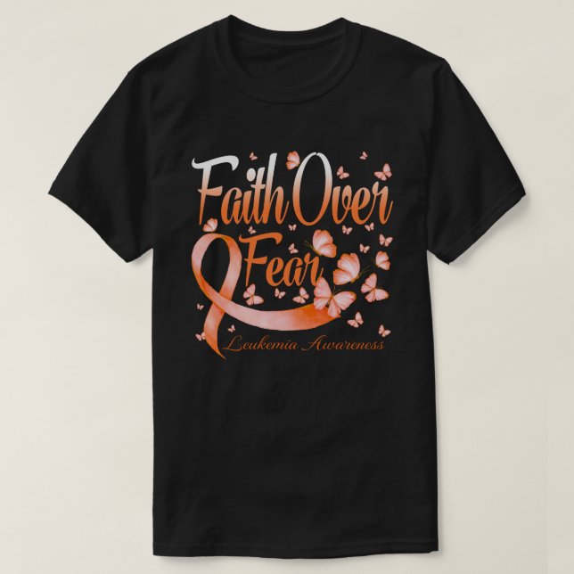 Faith Over Fear Leukemia Awareness Butterfly T-Shirt (Design Front)
