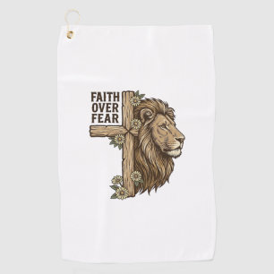 Faith Over Fear Lion Cross Vintage Christian Shirt Golf Towel