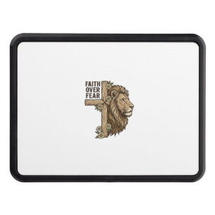 Faith Over Fear Lion Cross Vintage Christian Shirt Hitch Cover