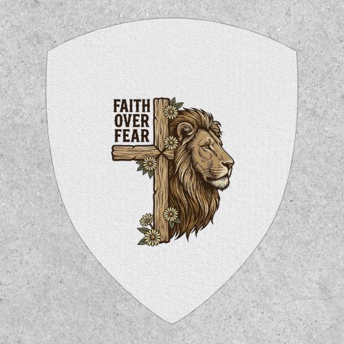 Faith Over Fear Lion Cross Vintage Christian Shirt Patch