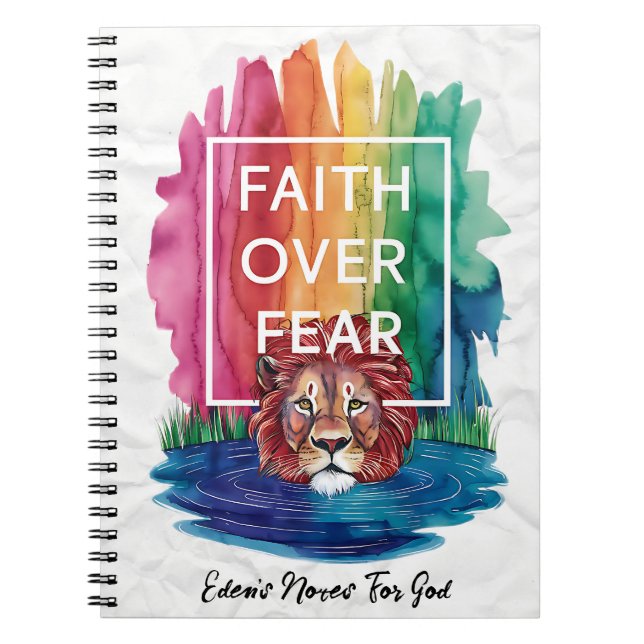 Faith Over Fear Lion – Custom Christian Journal (Front)