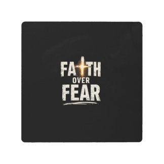 faith over fear metal print