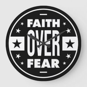 Faith Over Fear, motivational quota Large Clock