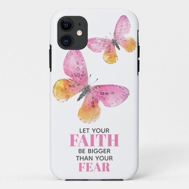 Faith Over Fear Pink Butterflies Phone Case (Back)