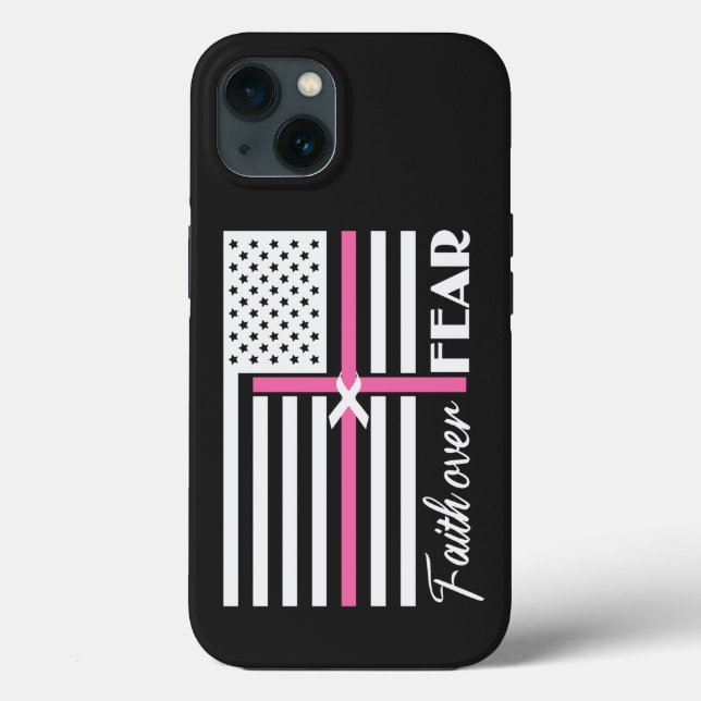 Faith Over Fear Pink Cross Flag Case-Mate iPhone Case (Back)