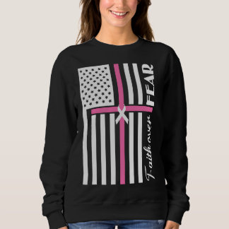 Faith Over Fear Pink Cross Flag Sweatshirt
