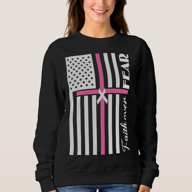 Faith Over Fear Pink Cross Flag Sweatshirt (Front)